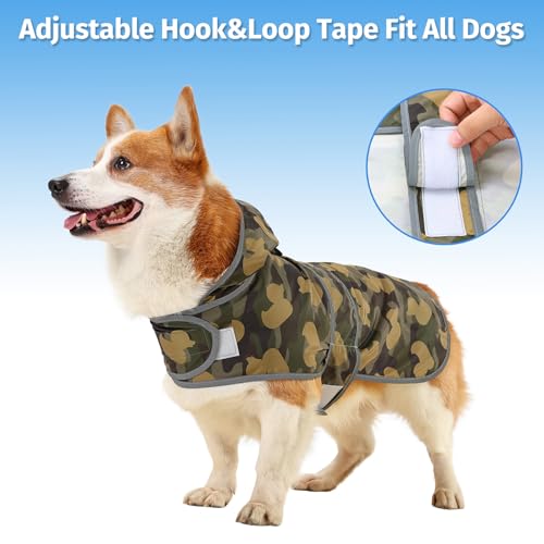 Dog Raincoat Waterproof Dog Rain Jacket with Hood (Camo Ducks / Large)