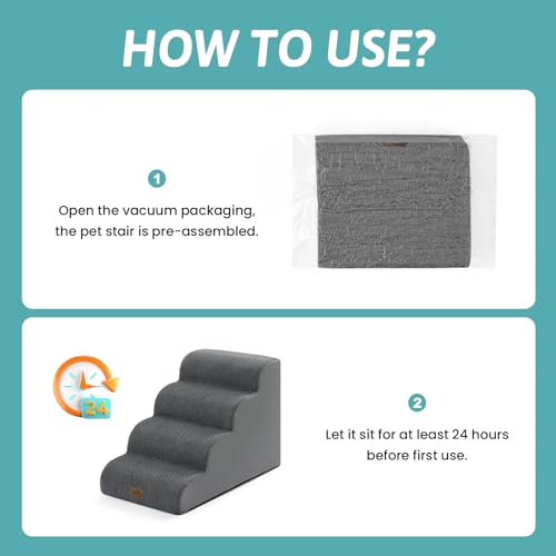 Wide Dog Stairs for Small Dog 19.7" H (Dark Grey / Wide:17.7"x28"x19.7")