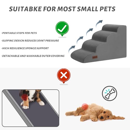 Dog Steps for Bed or Couch (Grey / Standard 4-Step 17.4"H)