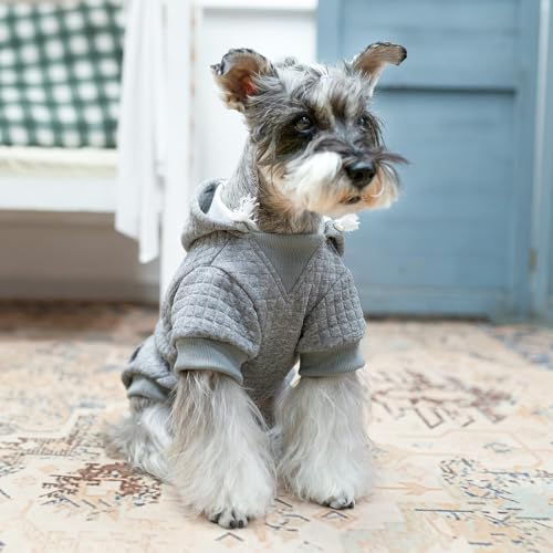 Dog Hoodies Sweater for Small Dogs (Grey / S (Back: 12",Chest: 16", Neck: 10"))