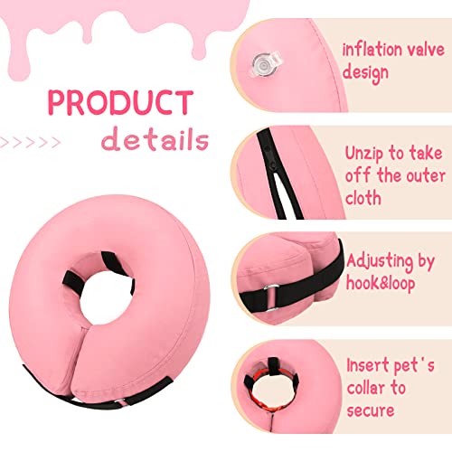 Inflatable Dog Cone Collar Alternative After Surgery (Solid Pink / XXL(Neck 18.5"-23.5"))