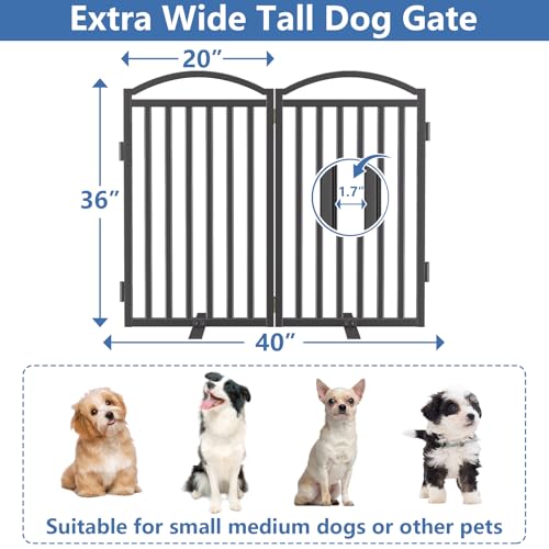 Metal Freestanding Dog Gates (Black / 40''W × 36''H)