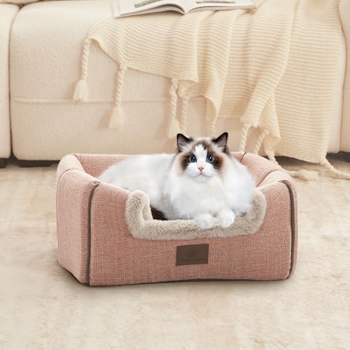 Cat Bed for Indoor Cats (Light Pink / M(15 x 15 x 15 Inch))
