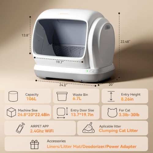 Large Space Automatic Litter Box for Multiple Cats