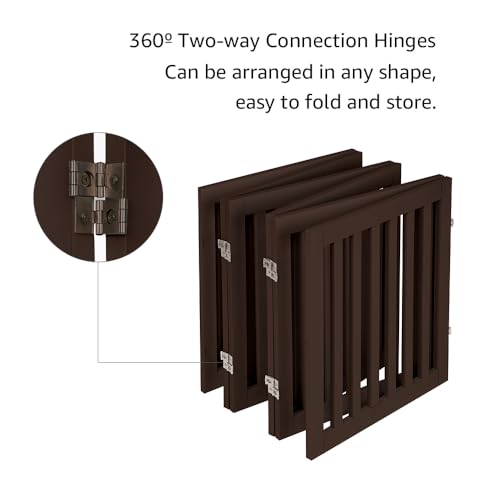 120" Extra Wide Pet Gate and Pet Playpen Combination for Dog Cat (Espresso / 120"W×24"H)