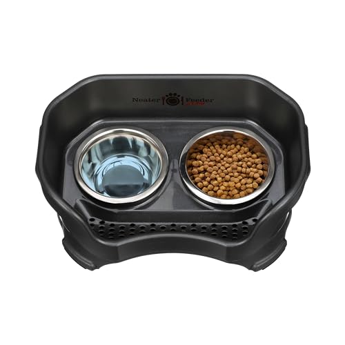 Neater Feeder Deluxe Mess Proof Cat Bowls Elevated (Cat with Standard Bowl / Midnight Black)