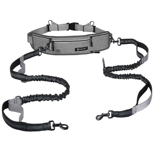 Hands Free Dog Leash for 2 Dogs Up to 250 lb (Gray / Two Dogs)