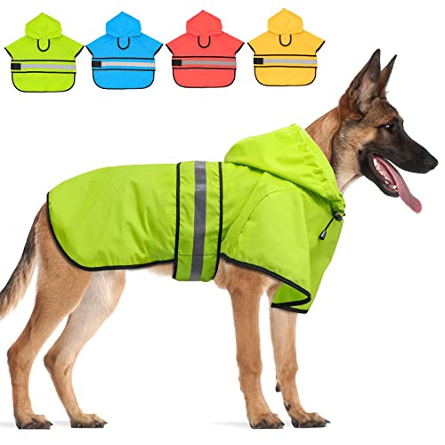Dog Raincoat Hooded Poncho (Green / X-Large)