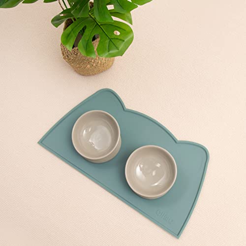 Cat Food Mat Silicone Pet Feeding Mat (18"L x 10"W / Light Blue)