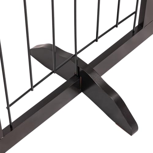 Dog Gate Indoor with Door (Espresso / 【4 Panels with door】80"W x 24"H)
