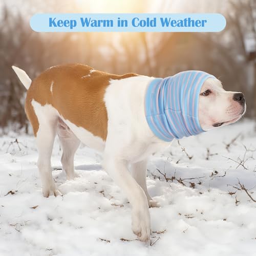 Calming Hoodie Dog Grooming Ear Cover Anxiety Relief (S(Head Girth: 9.4in-15.7in) / BlueStriped)