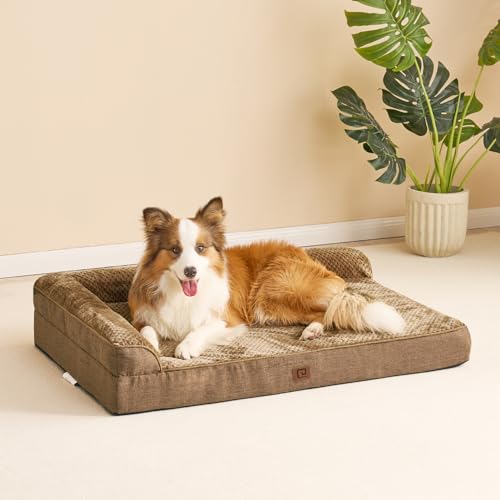 Orthopedic Dog Bed Medium Size Dogs (Camel / 30.0"L x 20.0"W x 6"Th)