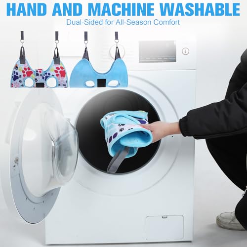 Dog Grooming Hammock Harness for Dogs & Cats with Pet Nail Clipper Trimmer (S / Blue)