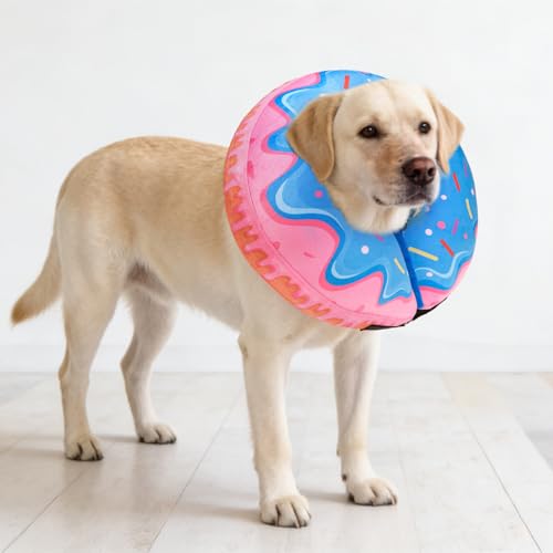Dog Donut Collar Alternative After Surgery for Large Medium Dogs (Pink Donut / L(Neck 16"-18"))