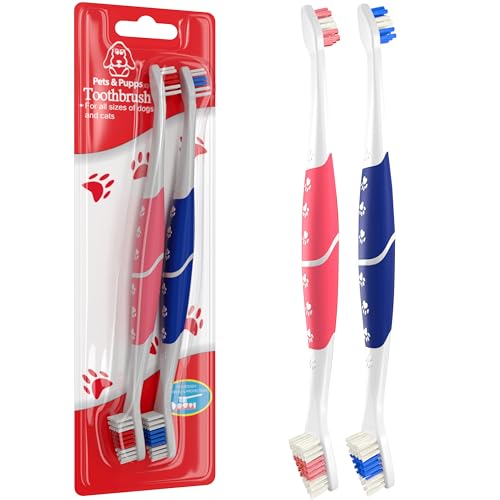Pet Toothbrush for Dogs (Pack of 2 Pink and Blue)