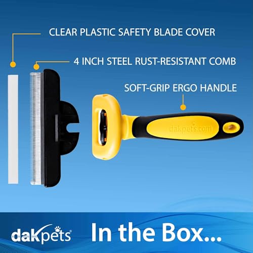 Stainless Steel Deshedding and Dematting Tool (Yellow)