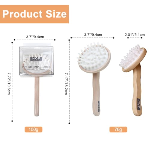 HOP Dog Bath Brush with Wooden Handle Dog Washing Brush 7.17in