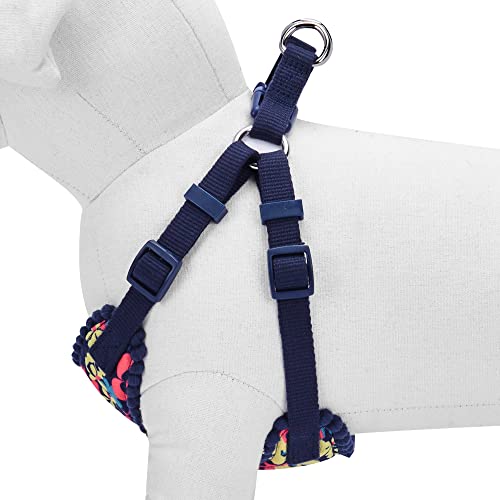 Soft & Comfy Made Well Profound Floral No Pull Mesh Dog Harness Vest in Navy Blue ((17.5" - 21") Chest Girth (Pack of 1) / Navy Blue)