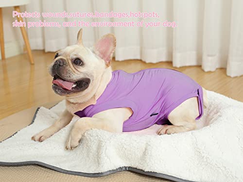 Dog Surgery Recovery Suit (S(Back9 - 12" Chest14 - 17" Weight 8.5 - 15lb) / Purple)