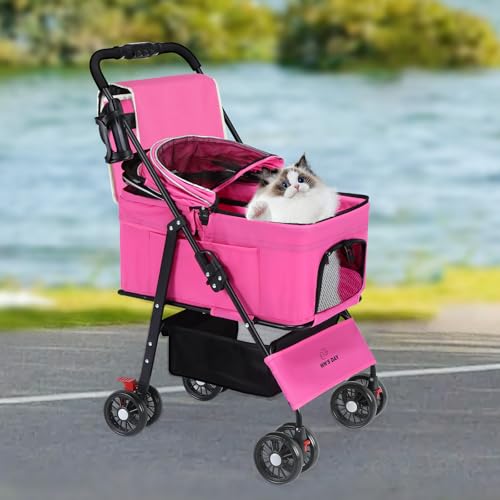 3 in 1 Pet Dog Stroller for Small Medium Dogs 10 (Pink)