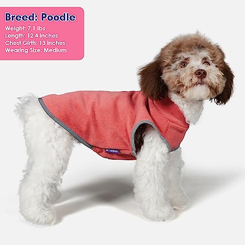 2 Pack Fleece Dog Sweater Pullover Lightweight Reflective Jacket (Medium / Pink & Fuschia)