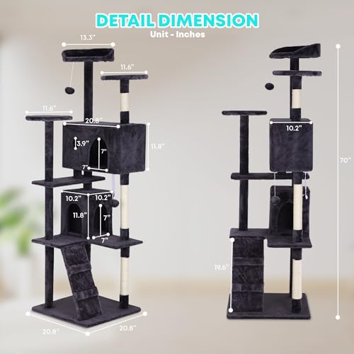 70" Cat Tree Tower (Ashy)