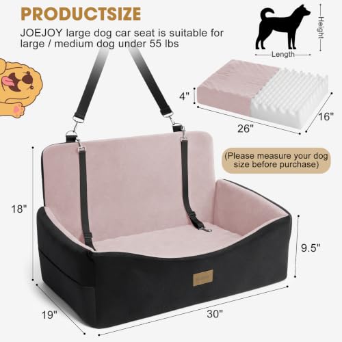 Dog Car Seat for Large Medium Sized Dogs Under 55 lbs (Black Pink / Medium/Large)