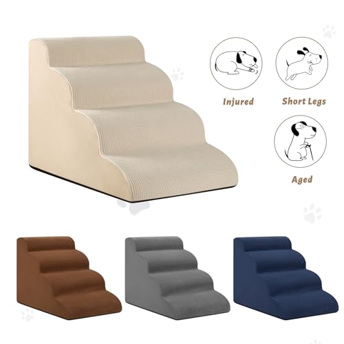 Dog Steps for Bed or Couch (Beige / Standard 4-Step 17.4"H)