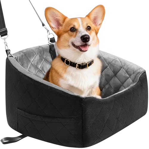 Dog Car Seat for Small Dogs Up to 30 Lbs (Grey-Black / Small)