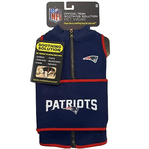 NFL New England Patriots Dog Anxiety Shirt Calming Soothing Solution Vest for Dogs Cats with Anxiety (New England Patriots / Medium)