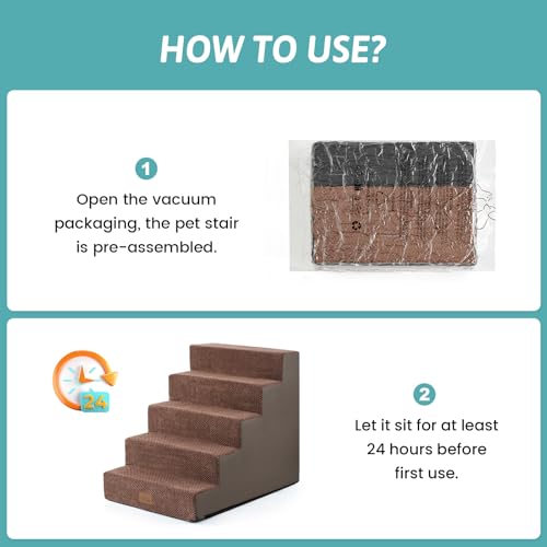 Dog Stairs for Small Dogs (Brown / 19.7x29.5x23.6 inch)