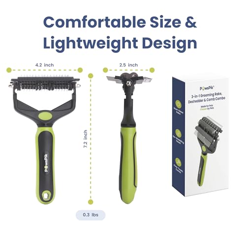 3-in-1 Dog Grooming Brush – Undercoat Rake, Deshedding Tool & Comb