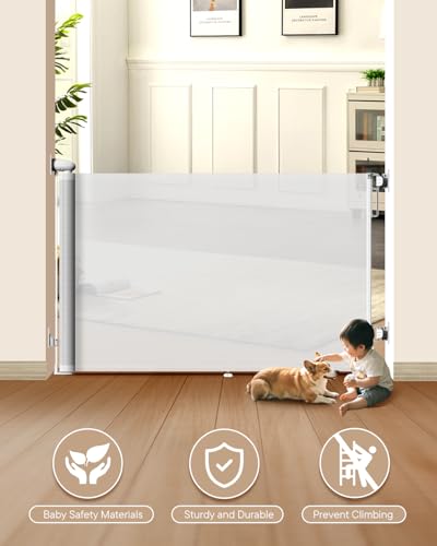 Retractable Baby Gates (White / 34" Tall x 55" Wide)
