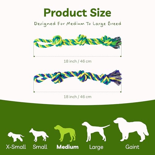 Dog Rope Toy for Medium Dogs (2 Pack-Medium / Medium)