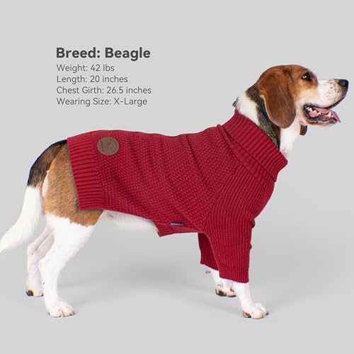 Dog Sweater Long Sleeve Warm Knit Sweaters for Large Dogs Boy Girl (Burgundy / XXX-Large)