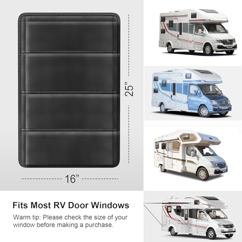 RV Door Window Shade Cover (Black / 2 Pack (25"L x 16"W))
