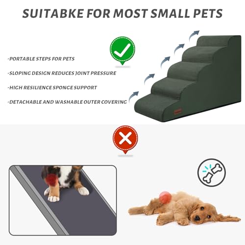 Dog Stairs for High Bed (Green / Standard 5-Step 22.2"H)