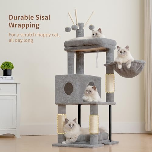 Cat Tree 45.3" Cat Tower for Indoor Cats with Large Perch HCT202SW (45.3 inch / Light Gray)