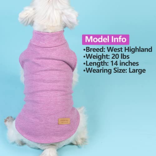 2Pack Dog Sweater for Small Dogs Soft Pet Coats Fleece Sweatshirt (Large (12-18lbs) / 1# Stripe+Purple)