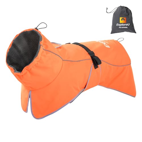 Dog Raincoat Adjustable Dog Rain Jacket Poncho with Leash Hole (Orange / S:24-33 lbs)