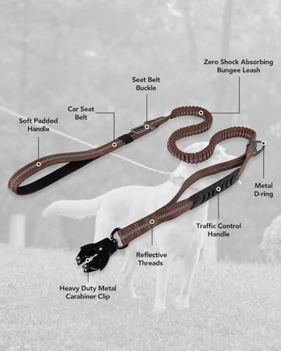 Tactical Bungee Dog Leash (Brown)