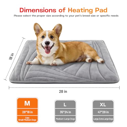 Dog Heating Pad with Washable Cover (M: 28'' x 18'')