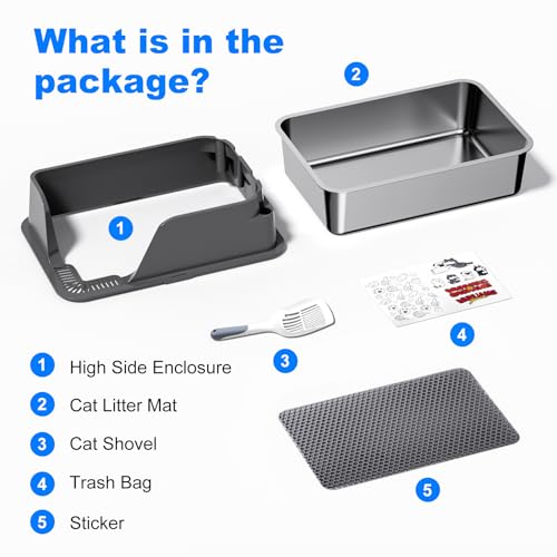 Non Stick Stainless Steel Litter Box (Gray)