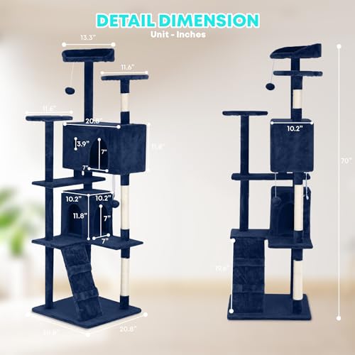 70" Cat Tree Tower (Navy Blue)