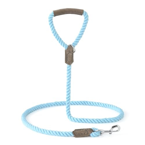 Dog Leash Braided Cotton Rope w (Sky Blue / 48 Inch-1/2")