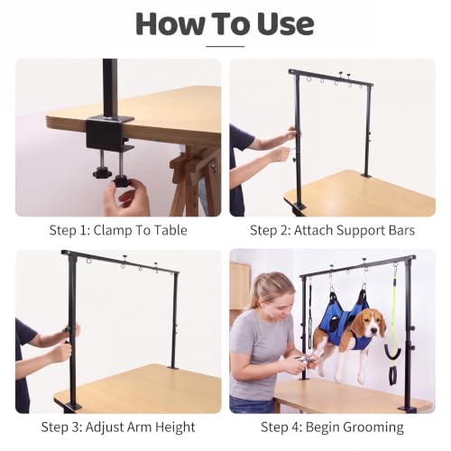 Dog Grooming Arm Double Rod with Hammock (Double pillars)