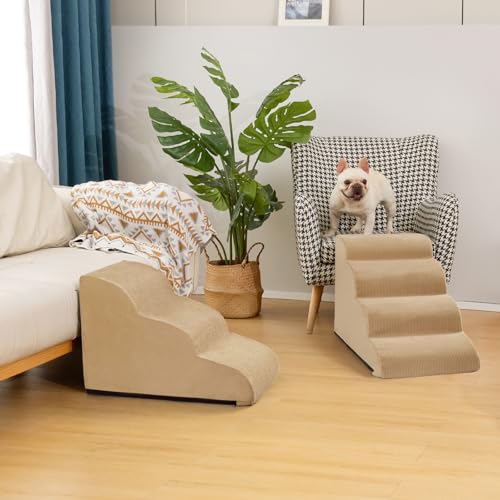 Dog Steps for Bed or Couch (Khaki / Standard 4-Step 17.4"H)