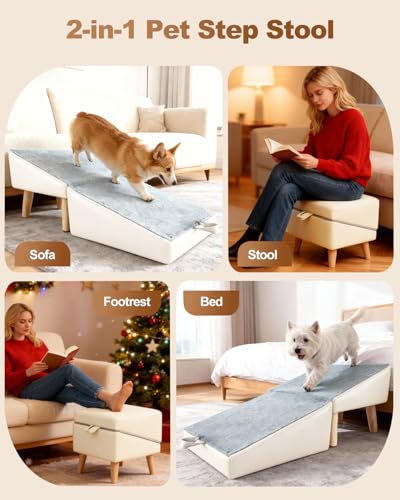 Dog Ramp for Couch Sofa&Low Bed (beige / 13.5" H)