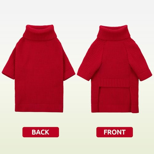 Dog Sweaters for Medium Dogs Waffle Knit Long Sleeve Dog Sweater (Red / Medium)