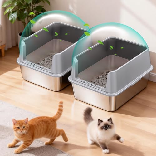Stainless Steel Cat Litter Box (Light Grey-M)